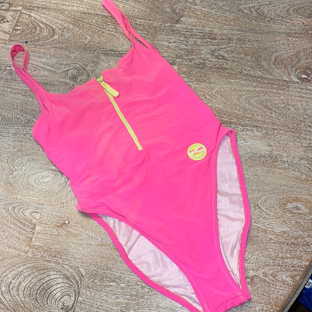 Vintage Barbie Pink Neon Yellow Swimsuit 80s 90s